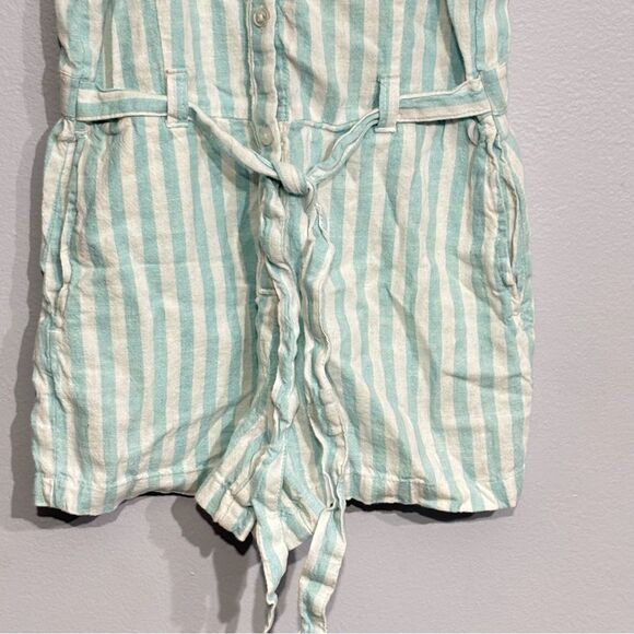 Old Navy | Girls Linen Striped Blue White Button Down Romper Jumpsuit Size L - Picture 4 of 12